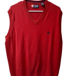 Chaps Pullover Sweater Mens Size XLT Red Cotton Knit V-Neck Sleeveless